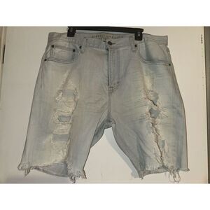 American Eagle Outfitters Core Flex Denim Jean Shorts Mens 36 Blue Distressed ra